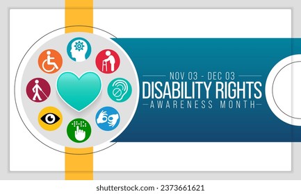Disability Rights awareness month is observed every year from November 3 to December 3, Vector illustration