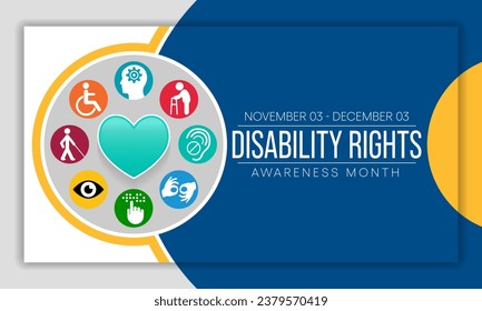 Disability Rights awareness month is observed every year from November 3 to December 3, Vector illustration