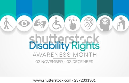 Disability Rights awareness month is observed every year from November 3 to December 3, Vector illustration