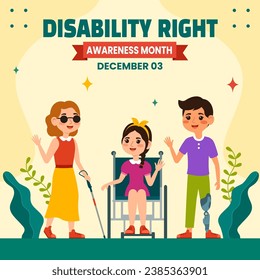 Disability Rights Awareness Month Social Media Illustration Flat Cartoon Template Background