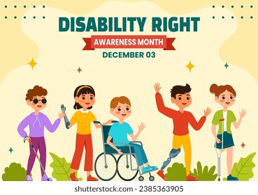 Disability Rights Awareness Month Social Media Background Flat Cartoon Templates Illustration
