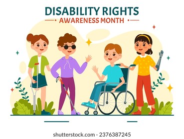 Disability Rights Awareness Month Vector Illustration on November 3 to December 3 in Flat Cartoon Background Design