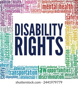 Disability Rights word cloud conceptual design isolated on white background.