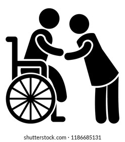 Servicios de discapacidad prestados por voluntarios a un hombre en silla de ruedas 