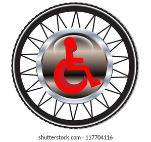 Disability sign on the background of wheels.Vector