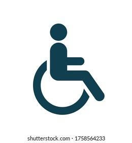 Disability sign. Wheelchair black symbol isolated on white background. Parking area for handicapped. Vector illustration, flat design element, sticker.