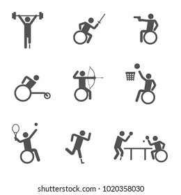 disability sport icon set