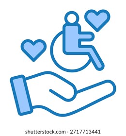 Disability Support Icon Blue Dualtone Design Vector Illustration