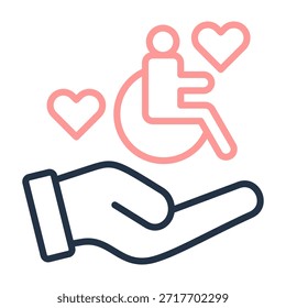 Ilustración vectorial de diseño de color de línea de ícono de Asistencia de discapacidad