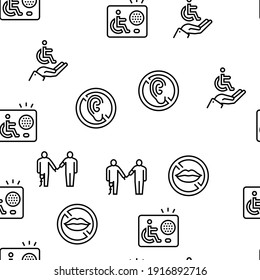 Disability Technology Vector Seamless Pattern Thin Line Illustration