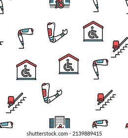 Disability Technology Vector Seamless Pattern Thin Line Illustration