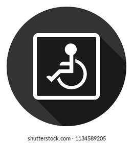 Disability themed vector icon.Paralyzed icon. sign for people with disabilities. Gray background with shadow. Vector flat sign.