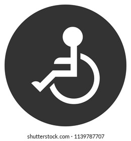 Disability themed vector icon.Paralyzed icon. sign for people with disabilities. Gray background. Vector flat sign.