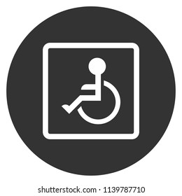 Disability themed vector icon.Paralyzed icon. sign for people with disabilities. Gray background. Vector flat sign.