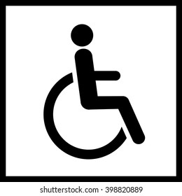 Disability vector icon. Vector restroom icon man in wheelchair,sign,symbol. Disability vector icon isolated on white background