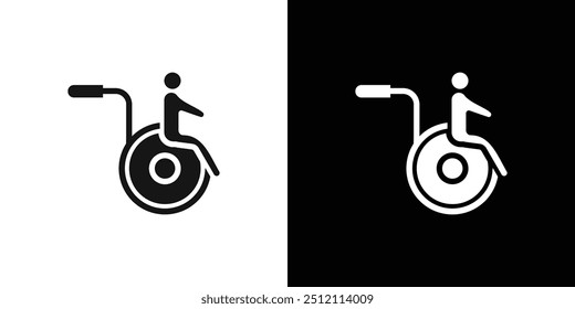 Disability Wheel Chair Icon Black line art vector logo set