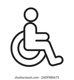 Disability Wheel Chair Icon Line Art Logo set