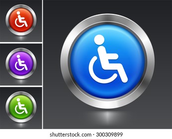 Disability Wheelchair Sign on Blue Round Button