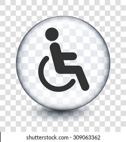 Disability Wheelchair Sign on Transparent Round Button