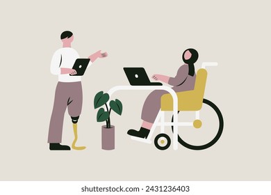 Disability at Work Vector Illustration