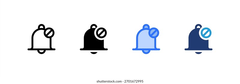 Deshabilitar la colección de varios estilos del conjunto de iconos de alarma. Ilustración vectorial.
