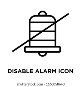 Disable alarm icon vector isolated on white background, Disable alarm transparent sign , line and outline elements in linear style