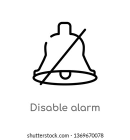 disable alarm vector line icon. Simple element illustration. disable alarm outline icon from user interface concept. Can be used for web and mobile