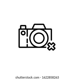 disable camera icon design line style. Perfect for application, web, logo and presentation template