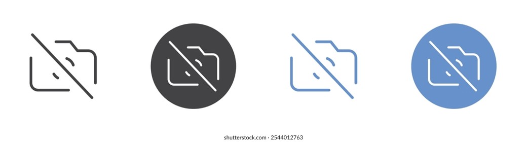 Disable camera icon Flat set in black and white color