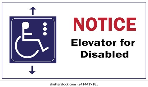 Desactivar elevador de vectores adhesivos azul y blanco para desactivar icono de ilusión de símbolo Handicap en silla de ruedas