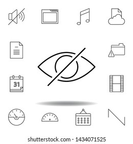 disable eye hide outline icon. Detailed set of unigrid multimedia illustrations icons. Can be used for web, logo, mobile app, UI, UX