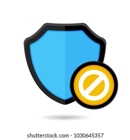 Disable firewall protect protection security shield icon. Vector illustration