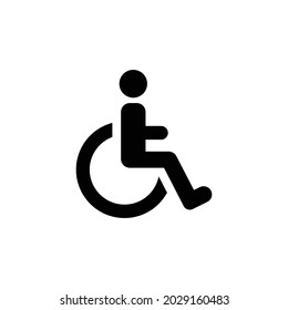 Disable, handicap glyph icon. Simple solid style. Symbol, chair, parking, wheel, access, person, pictogram, reserved, transport concept. Vector illustration isolated on white background. EPS 10