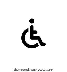 Desactivar, icono de glifo para discapacitados. Estilo sólido simple. Símbolo, silla, estacionamiento, rueda, acceso, persona, pictograma, reservado, concepto de transporte. Ilustración vectorial aislada en fondo blanco. EPS 10