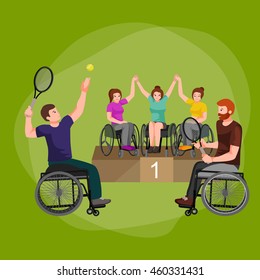 Disable Handicap Sport Games Stick Figure Pictogram Icons, paralympic summer 2016 game in Rio, Olympic sports for peoples with disabled activity isolated vector illustration