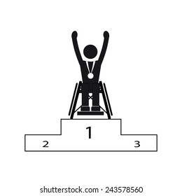 Disable Handicap Sport Paralympic Games Winner Figure Pictogram Icon