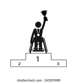 Disable Handicap Sport Paralympic Games Winner Figure Pictogram Icon