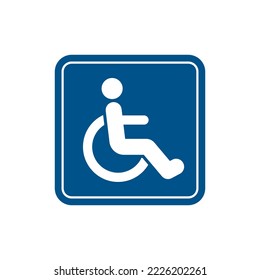 Disable handicap symbol blue color isolated on white background. Handicap sign. Man on wheelchair icon.