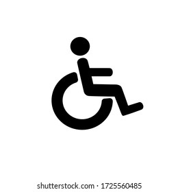 Disable Handicap Vector Icon. Wheelchair Icon Isolated On White Background. Silhouette Vector Design. 