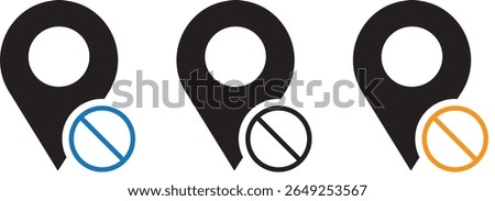 disable of location icon on white background symbol,
