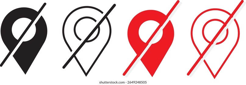 disable location icon set .Map pointer symbol .location icon Symbol line vector, Wheelchair map marker design,
