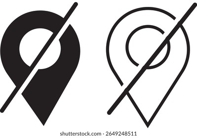 disable location icon set .Map pointer symbol .location icon Symbol line vector, Wheelchair map marker design,
