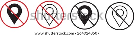 disable location icon set .Map pointer symbol .location icon Symbol line vector, Wheelchair map marker design,
