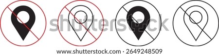 disable location icon set .Map pointer symbol .location icon Symbol line vector, Wheelchair map marker design,
