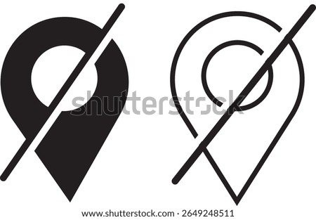 disable location icon set .Map pointer symbol .location icon Symbol line vector, Wheelchair map marker design,
