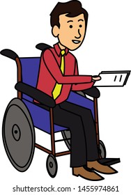 disable man holding documents in hand giving to somebody