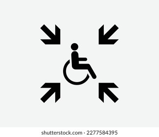 Disable People Person Emergency Assembly Gathering Point Black White Silhouette Sign Symbol Icon Graphic Clipart Artwork Illustration Pictogram Vector 