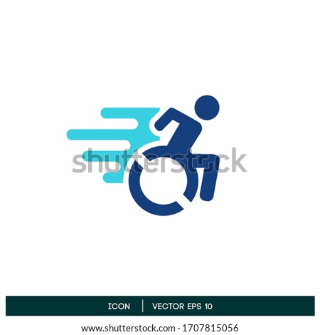 Disable person moving fast icon symbol design element vector logo template eps 10 