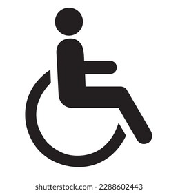 Disable person sign on a white background with copy space