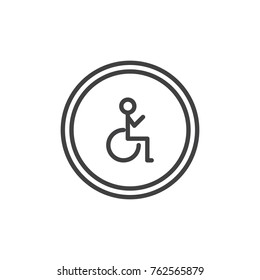 Disable person traffic signal line icon, outline vector sign, linear style pictogram isolated on white. Symbol, logo illustration. Editable stroke